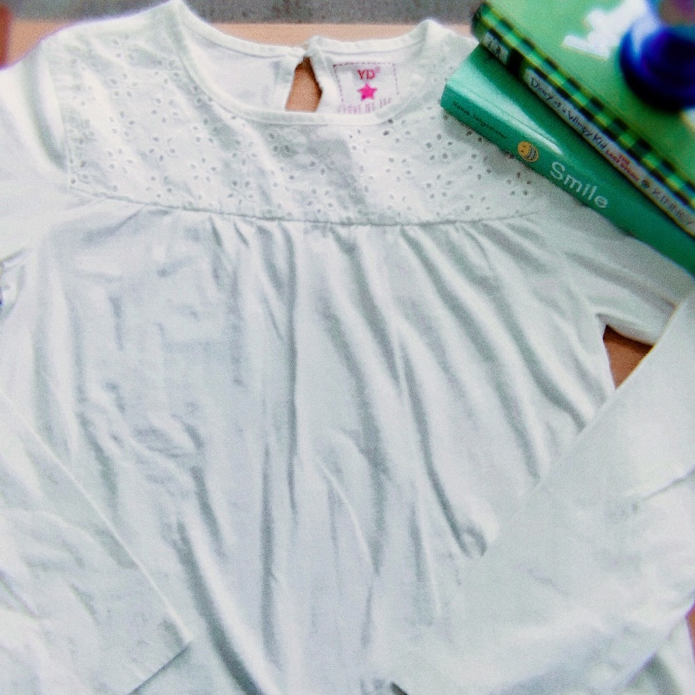 girls eyelet long sleeve tee